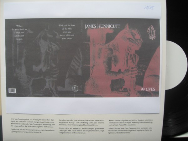 HUNNICUTT, JAMES - 99 Lives LP test Pressing ltd.