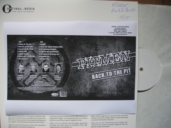 PITMEN - Back To The Pit LP test pressing ltd.